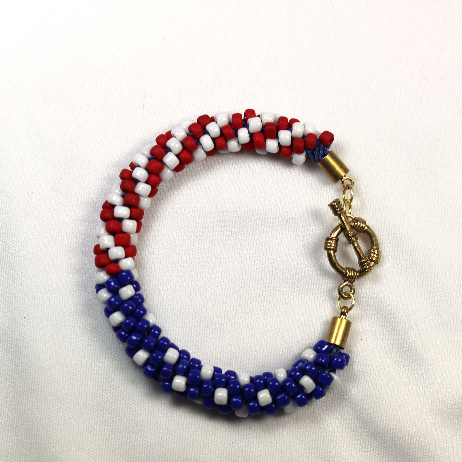 Designer Jewelry - KumihimoAmericaFlagwSpiralsPattern