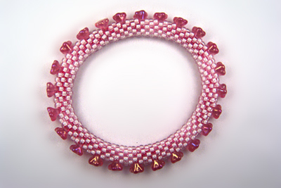 Designer Jewelry - Pink and White Bead Crochet Bracelet Pattern