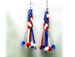 Designer Jewelry - Stars and Stripes Earrings with Fringe